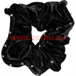Резинка для волос бархатная 20 шт (ALI-40) черная со стразами - фото 57618