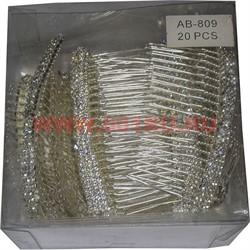 Гребень для волос (AB-809-1) металлический со стразами 20 шт/упаковка - фото 57858
