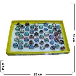 Кольца (Y-138) самоцветы разной формы 100 шт/упаковка - фото 59754