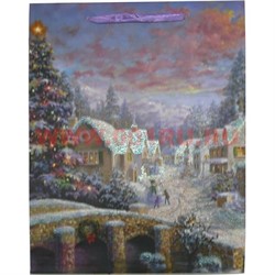 Пакет подарочный новогодний с блестками 18х23см, цена за 12 шт - фото 59856