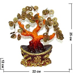 Денежное дерево 25 см с бронзовыми монетами (GV-32) на слитке - фото 60029