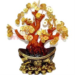 Денежное дерево 29 см с золотыми монетами (GV-33) на слитке - фото 60048