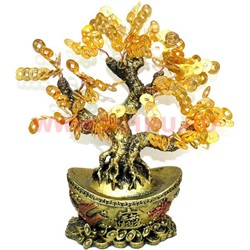 Денежное дерево 27 см с золотыми монетам (GV-10) на слитке - фото 60054