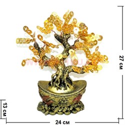 Денежное дерево 27 см с золотыми монетам (GV-10) на слитке - фото 60055