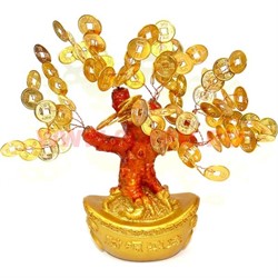 Денежное дерево 17 см с золотыми монетам (GV-9) на слитке - фото 60074