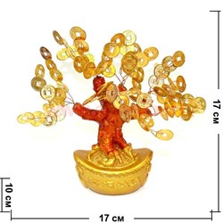 Денежное дерево 17 см с золотыми монетам (GV-9) на слитке - фото 60075