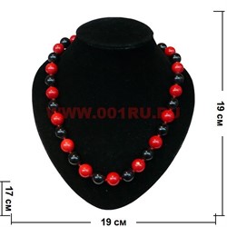 Бусы из коралла и черного агата 14 мм круглые 60 см - фото 61164