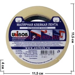 Малярная клейкая лента Unibob 48 мм 40 м на бумажной основе с каучуком - фото 61701