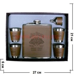 Набор "Фляга 18 унций в коже Jim Beam и 4 стаканчика" (GT-008) - фото 62067