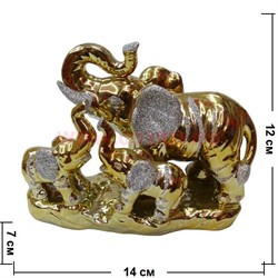 Слониха со слонятами из фарфора под золото 12 см (171-S) - фото 62171