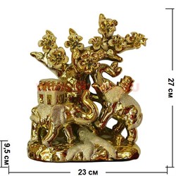 2 слона с сакурой из фарфора "под золото" 27 см - фото 62206