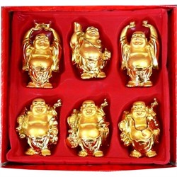 Нэцке Хотей 10см 6 в 1, иммитация золота - фото 62464