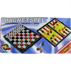 Шахматы, шашки, нарды магнитные 3-в-1 размер 25 см - фото 65461