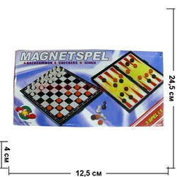Шахматы, шашки, нарды магнитные 3-в-1 размер 25 см - фото 65462