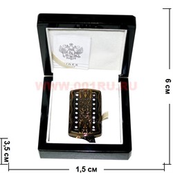 Зажигалка "TIGER" с бронзовым орнаментом со стразами - фото 65724