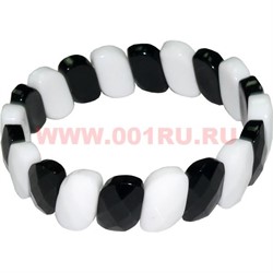 Браслет граненный из черного и белого агата - фото 65770