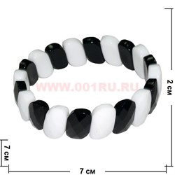 Браслет граненный из черного и белого агата - фото 65771