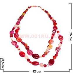 Бусы из натур.агата двойные красный цвет - фото 65976