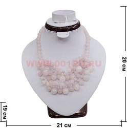 Колье из натурального камня 45 см розовый кварц - фото 66022