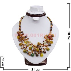 Колье из натурального камня 45 см желто-коричневый агат - фото 66088