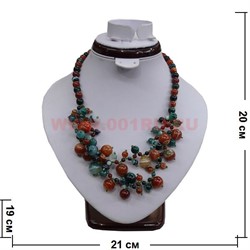 Колье из натурального камня 45 см зелено-коричневый агат - фото 66094