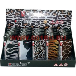 Зажигалка газовая Luxlite "шкуры животных" 25 шт/уп - фото 66459