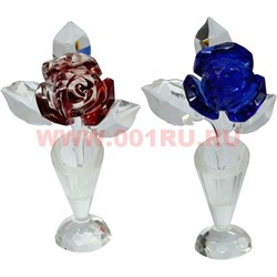 Кристалл "Роза в вазе" 16 см 5 цветов - фото 66933