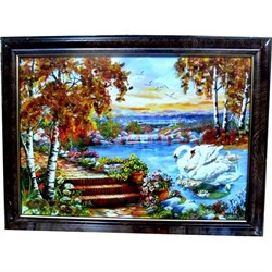 Картина из янтаря "Пейзаж" в багетной раме 11х15 - фото 67124