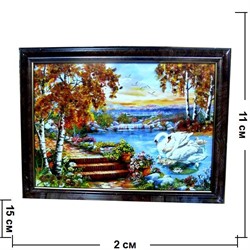 Картина из янтаря "Пейзаж" в багетной раме 11х15 - фото 67125