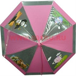 Зонт детский прозрачный трость 6 цветов (PLS-2958) цена за 12 шт - фото 68868