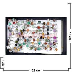 Кольца малые в ассортименте из натуральных камней (16-20 размер) - фото 69124