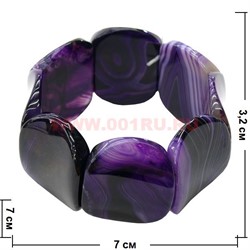 Браслет из агата с изогнутыми камнями, фиолетовый (3,2 см ширина) - фото 69165