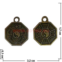 Монета-подвеска бронзовая Инь Ян багуа 2,4x2,1 см 500 шт/упаковка - фото 69389