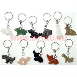Брелок с животными из натуральных камней в ассортименте, цена за 10 шт - фото 69535