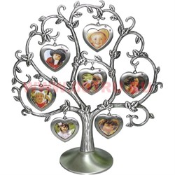 Фоторамка "Генеалогическое дерево сердечки" на 7 фото, мельхиор - фото 69586