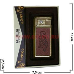 Зажигалка газовая Aurora в коже в коробочке с рисунками - фото 70009