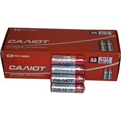 Батарейки солевые "Салют" АА, цена за уп 60 шт - фото 70259