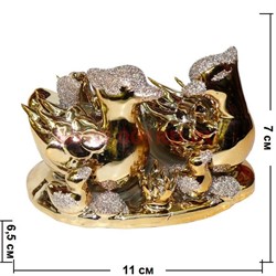 Уточки-мандаринки из фарфора под золото (909) 7х11 см - фото 70354