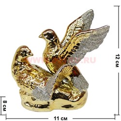 Голуби из фарфора под золото (809) 12 см высота - фото 70356