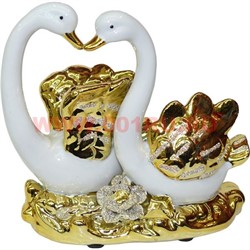 Лебеди из фарфора под золото (163Е) 14 см высота - фото 70359