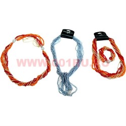 Бусы и браслет из бисера (трансформер) серебристый - фото 70452