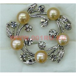 Брошь из речного жемчуга со стразами "венок", цена за 12 штук - фото 70876