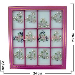 Брошь из речного жемчуга (стразы, нефрит), цена за 12 штук - фото 70885