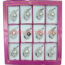 Брошь из речного жемчуга со стразами, цена за 12 штук - фото 70892