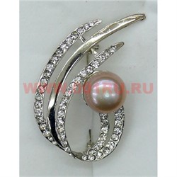 Брошь из речного жемчуга со стразами, цена за 12 штук - фото 70893