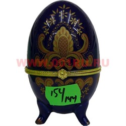 Яйцо шкатулка пасхальное 9,5 см синяя, цена за 144 штуки (рисунки в ассортименте) - фото 70955