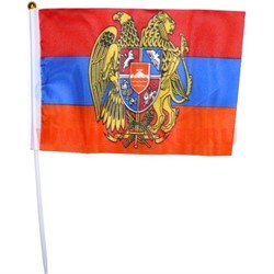 Флаг Армении с гербом 16х24 см, 12 шт/бл (2400 шт/кор) - фото 71915