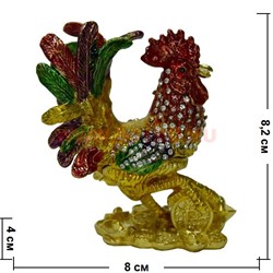 Шкатулка со стразами «Петух» 8,2 см на деньгах - фото 72179