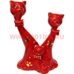 Семья котиков красные 15,5 см из фарфора - фото 73496