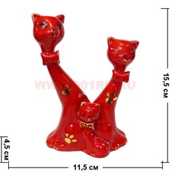 Семья котиков красные 15,5 см из фарфора - фото 73497